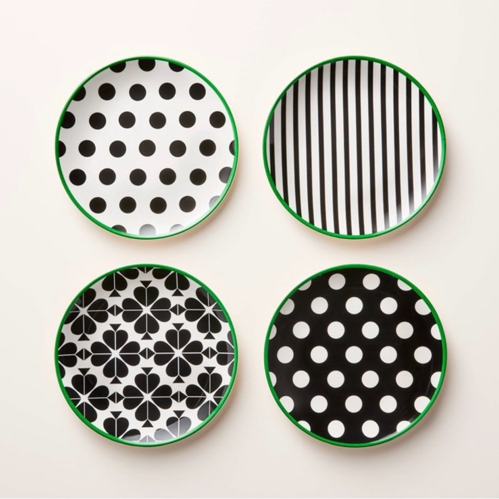 Kate Spade ♠️ X Target 🎯 Set of 4 Black and White Patterned Salad Plates